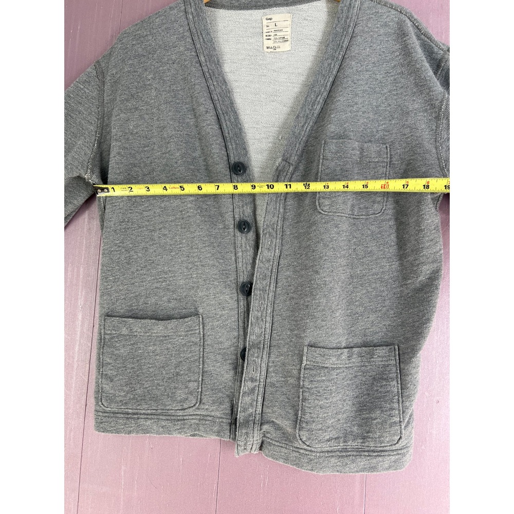 Gap Preppy Sweatshirt Cardigan Button Front Pocket Cotton Lightweight Sweater L - Picture 5 of 8